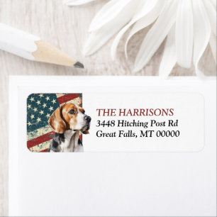 Chien Beagle Drapeau USA Grunge