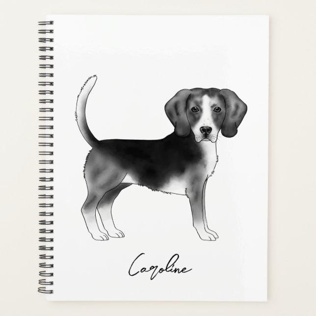 Chien Beagle Mignons En Noir Et Blanc Et Texte Per (Devant)