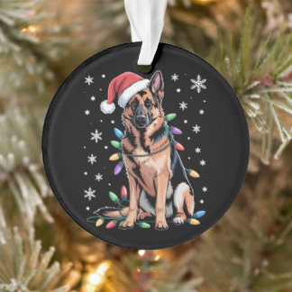 Chien Berger Allemand Lumières de Noël Chapeau de