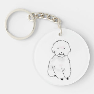 Chien Bichon Blanc Fluffy Dessiné à la Main avec u