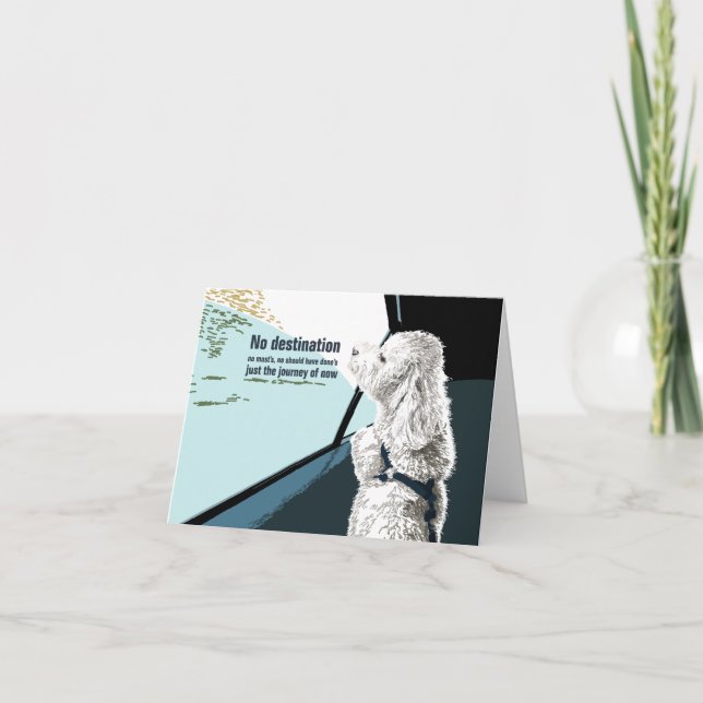 Chien bijon avec carte de billet haiku (Devant)