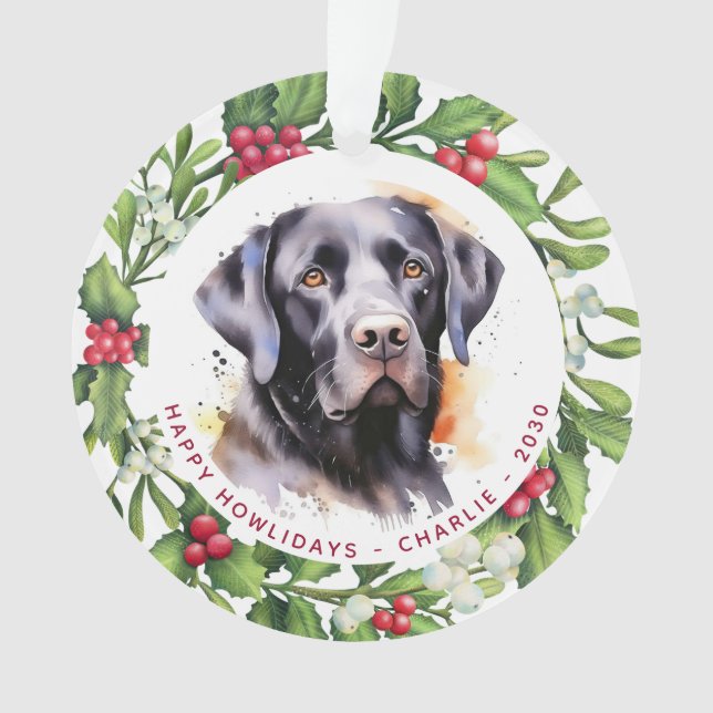 Chien Black Labrador Guirlande personnalisée Noël (devant)