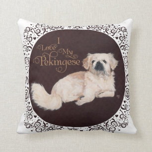 Chien blanc Pekingese Coussin