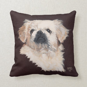 Chien blanc Pekingese Coussin
