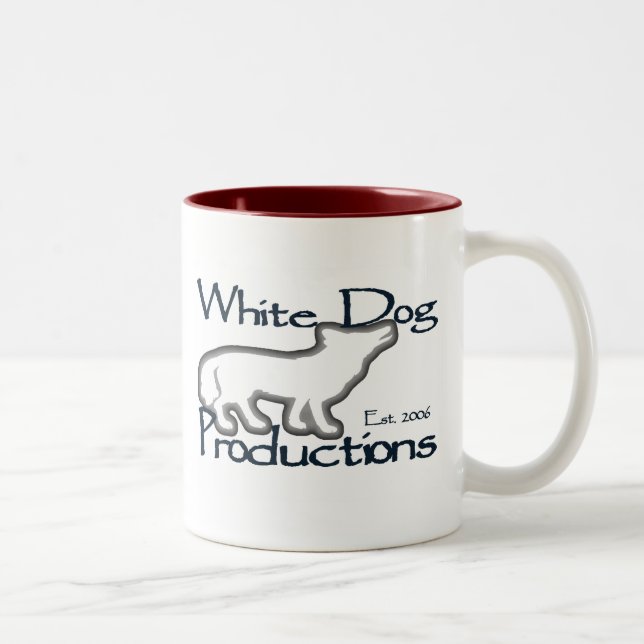 Chien blanc - tasse de 2 tons (rouge) (Droit)