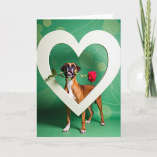 Chien Boxer avec carte rose