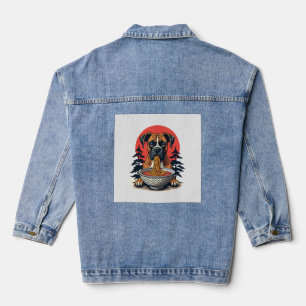 Chien Boxer Vintage Mangeant Ramen Coucher de Sole