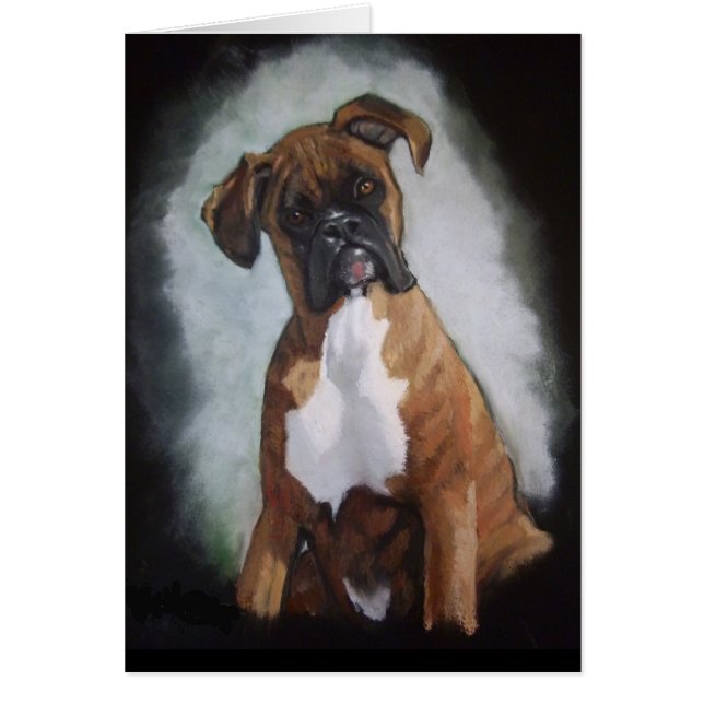 Chien Brindle de boxeur au pastel d'huile : Art (Devant)
