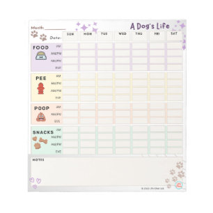 Chien Care Tracker Bloc-notes : nourriture, salle