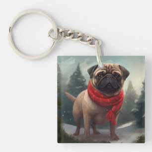 Chien Carlin dans la neige de Noël
