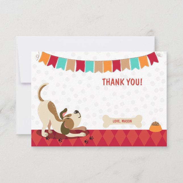 Chien Carte de remerciements Paw-Ty Cravate garçon (Devant)