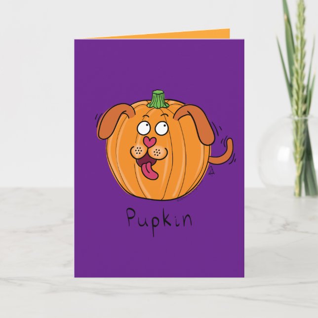 Chien - Carte de voeux pour Chien Chien Citrouille (Devant)