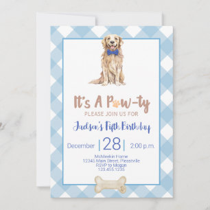 Chien Chiot Anniversaire Fête Invitation En vichy 