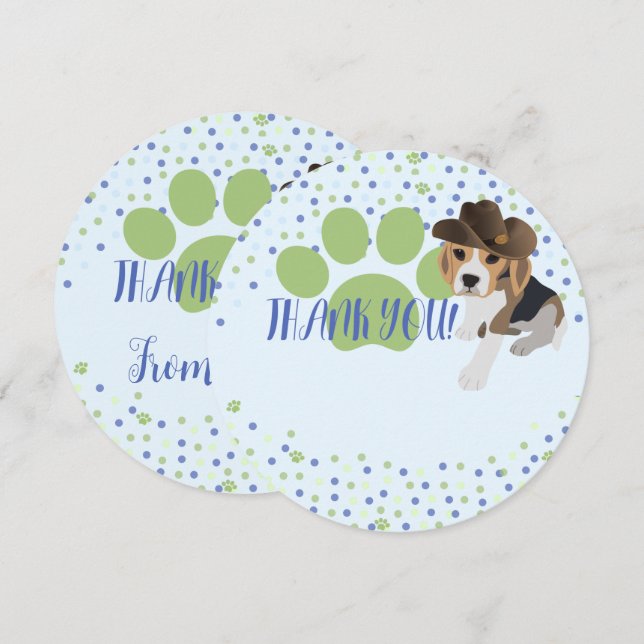 Chien chiot Beagle mignon dans Carte de remercieme (Devant / Derrière)