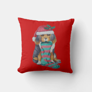chien chiot de noël mignon illustration coussin d'