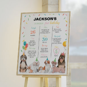 Chien chiot garçon Anniversaire Jalon Poster