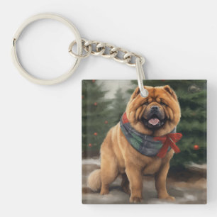 Chien Chow Chow dans la neige Noël