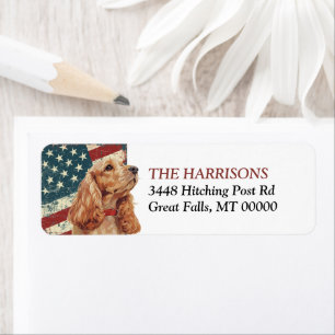 Chien Cocker Spaniel Drapeau USA Grunge