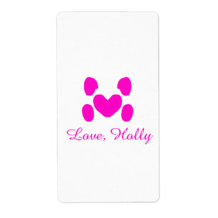 Chien coeur patte rose animal familier ajouter nom