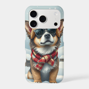 Chien cool en tenue d'hiver preppy et chapeau