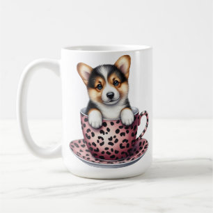 CHIEN CORGI ADORABLE DANS UNE TASSE À THÉ DE LA SA