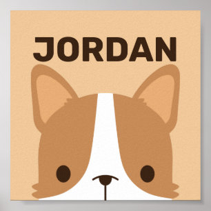 Chien Corgi mignon avec Poster de nom personnalisé