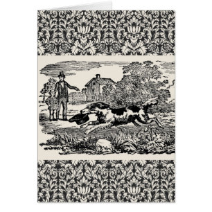 Chien courant art animal antique illustration vict