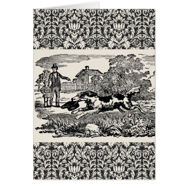 Chien courant art animal antique illustration vict (Devant)