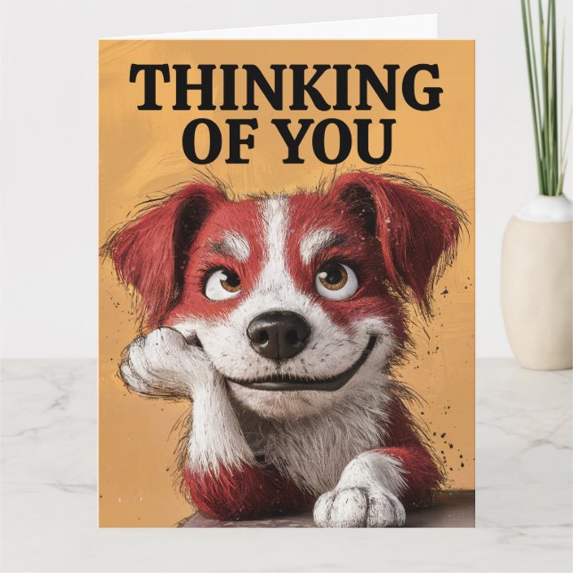 CHIEN CUTE PENSÉE À VOUS Carte de voeux (Devant)