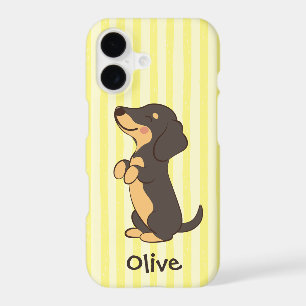 Chien Dachshund noir et feu avec rayures jaunes et