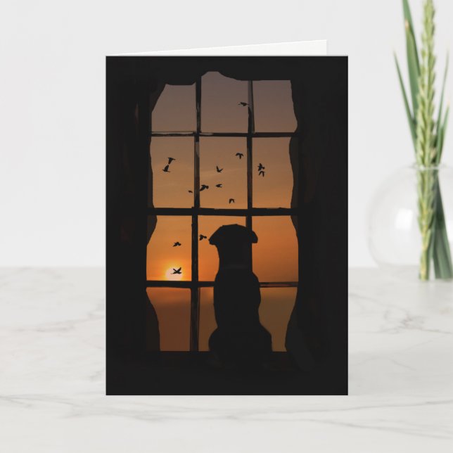 Chien dans la fenêtre Sympathie, carte de condoléa (Devant)