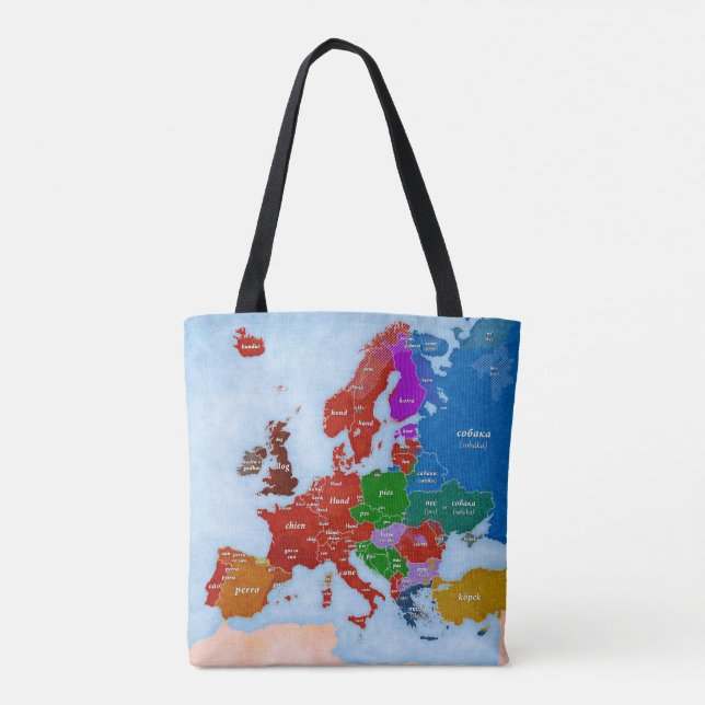 Chien dans le sac européen de carte de langues (Dos)