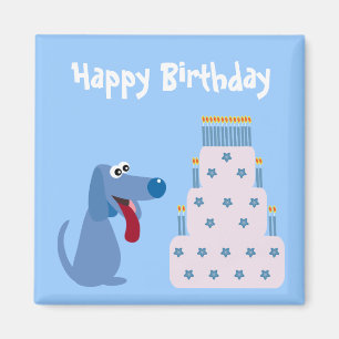 Chien de bande dessinée et aimant bleus mignons d