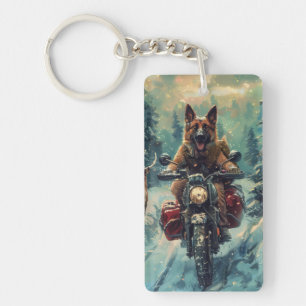 Chien de berger belge en moto Noël