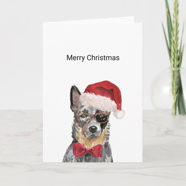 Chien de bétail australien, carte de Noël de Blue  (Devant)