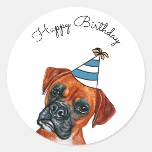 Chien de boîte avec Sticker rond classique Casquet