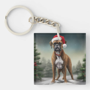 Chien de boxe en Noël de neige
