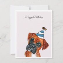 Chien de boxe rouge avec carte Casquette de fête