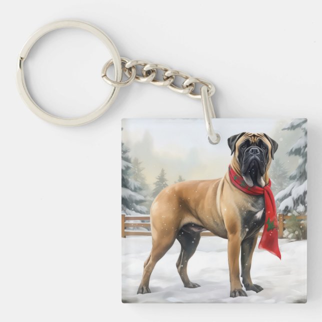 Chien de Bullmastiff à Noël de neige (Devant)