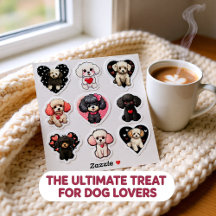 Chien de caniche Valentine série de 9 autocollants