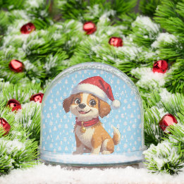 Chien de caricature avec chapeau de Noël Globe des
