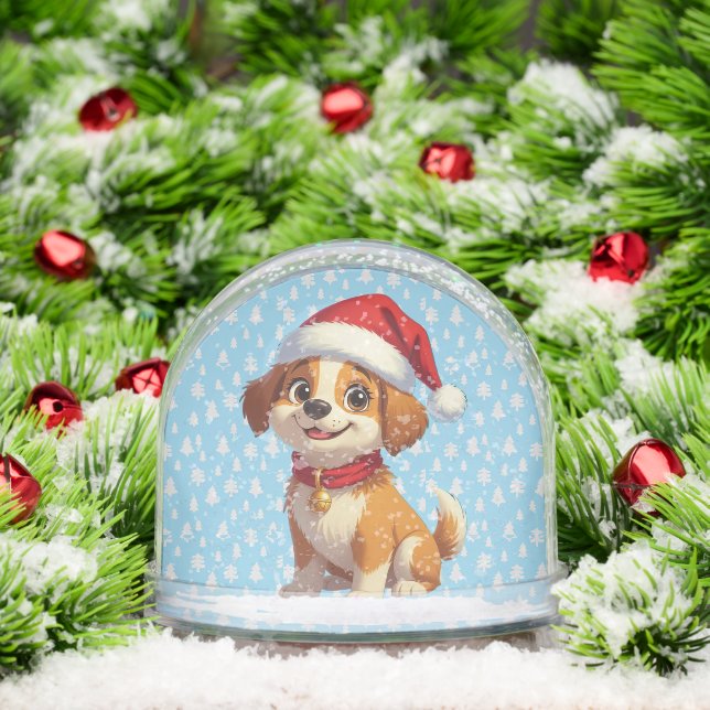 Chien de caricature avec chapeau de Noël Globe des (Noël)