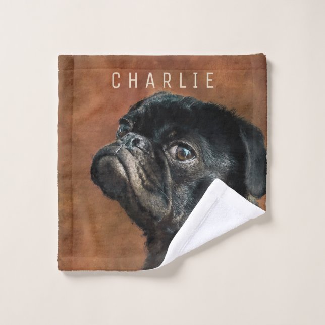 Chien de Carlin noir (Gant de toilette)