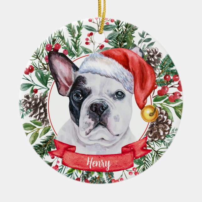 Chien de Chien Personnalisé Père Noël Ornement de  (Devant)