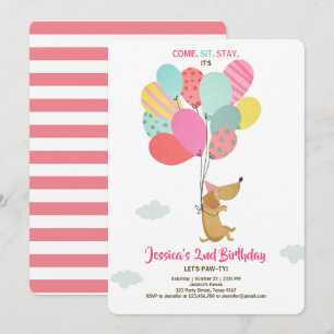 Chien de chiots Invitation Anniversaire Balloons F
