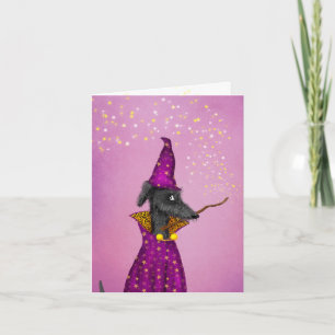 Chien de magie noir petite carte Halloween