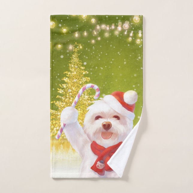 Chien de Noël avec Sucre de canne (Serviette à main)