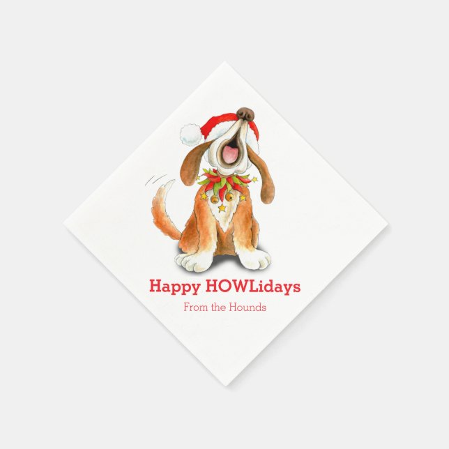 Chien de Noël chantant des serviettes en papier bl (Coin)