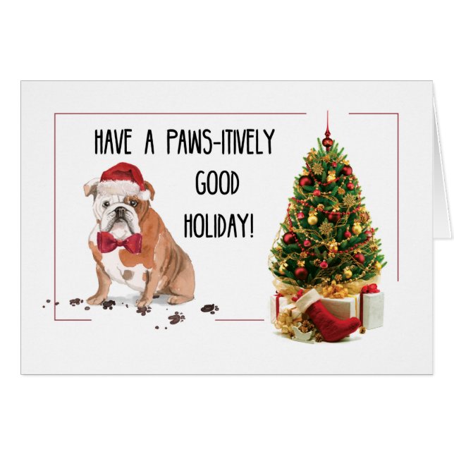 Chien de Noël drôle avec arbre (Devant horizontal)
