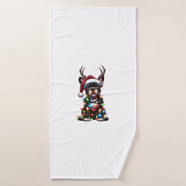 Chien de Noël Fou de Chien de Noel de Père Noël Lu (Serviette de bain)